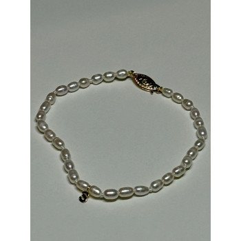 14K YELLOW GOLD BRACELET FRESHWATER PEARLS SIZE 7