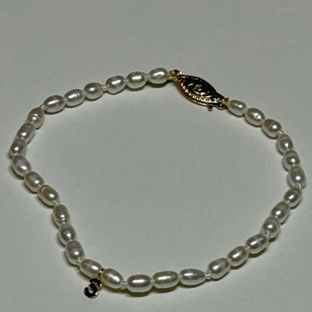 14K YELLOW GOLD BRACELET FRESHWATER PEARLS SIZE 7