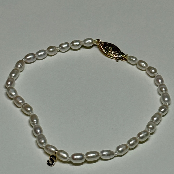 14K YELLOW GOLD BRACELET FRESHWATER PEARLS SIZE 7