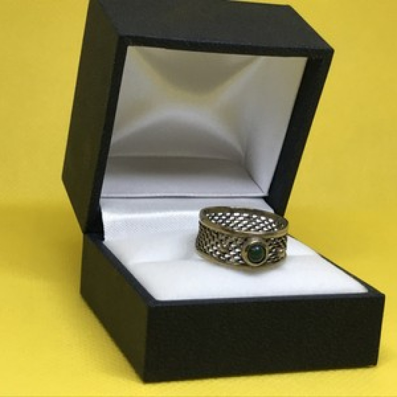 Vintage 925 Sterling Silver Green Nephrite (Jade) Ring Size 7.5