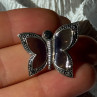 925 Sterling Silver Enamel Marcasite Butterfly Pendant