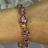 925 Sterling Silver Gold Plated Pink Mystic Topaz Bracelet Length 8.5 Inch
