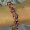 925 Sterling Silver Gold Plated Pink Mystic Topaz Bracelet Length 8.5 Inch