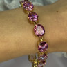 925 Sterling Silver Gold Plated Pink Mystic Topaz Bracelet Length 8.5 Inch