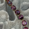 925 Sterling Silver Gold Plated Pink Mystic Topaz Bracelet Length 8.5 Inch