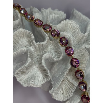 925 Sterling Silver Gold Plated Pink Mystic Topaz Bracelet Length 8.5 Inch