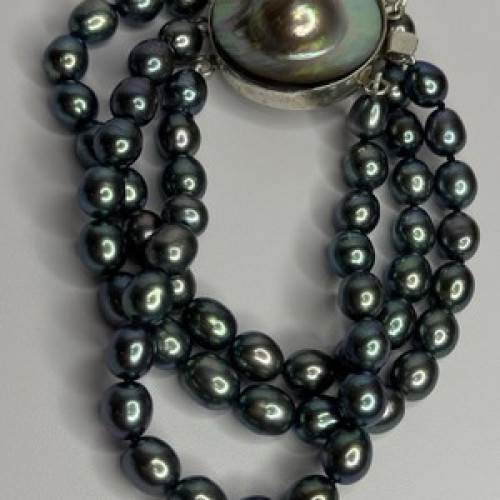 925 Sterling Silver Unique Bracelet Freshwater Pearls Lenght 8 Inch