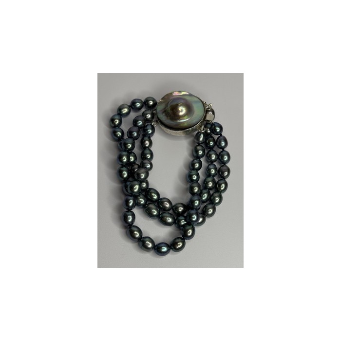 925 Sterling Silver Unique Bracelet Freshwater Pearls Lenght 8 Inch