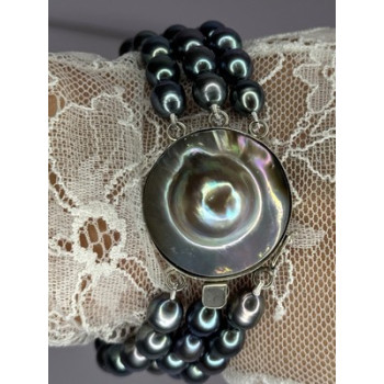925 Sterling Silver Unique Bracelet Freshwater Pearls Lenght 8 Inch