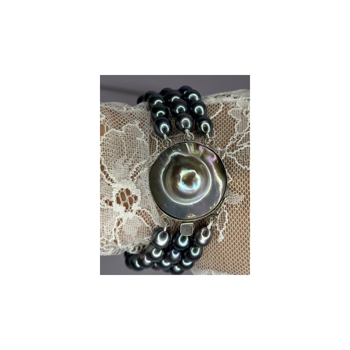 925 Sterling Silver Unique Bracelet Freshwater Pearls Lenght 8 Inch