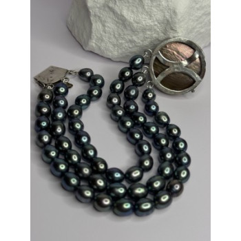 925 Sterling Silver Unique Bracelet Freshwater Pearls Lenght 8 Inch