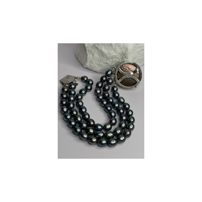 925 Sterling Silver Unique Bracelet Freshwater Pearls Lenght 8 Inch