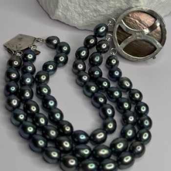 925 Sterling Silver Unique Bracelet Freshwater Pearls Lenght 8 Inch