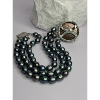 925 Sterling Silver Unique Bracelet Freshwater Pearls Lenght 8 Inch