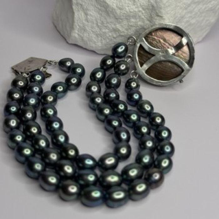 925 Sterling Silver Unique Bracelet Freshwater Pearls Lenght 8 Inch