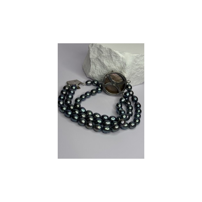 925 Sterling Silver Unique Bracelet Freshwater Pearls Lenght 8 Inch