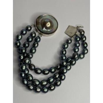 925 Sterling Silver Unique Bracelet Freshwater Pearls Lenght 8 Inch