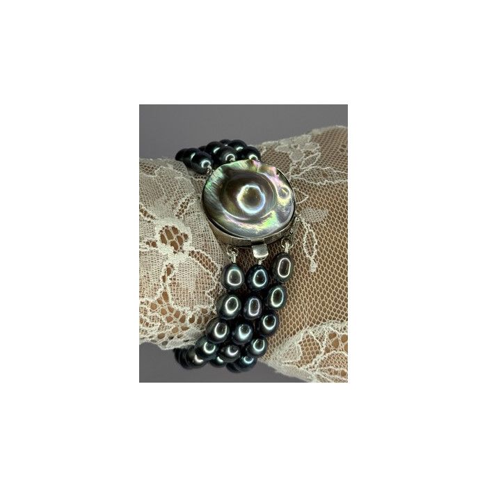 925 Sterling Silver Unique Bracelet Freshwater Pearls Lenght 8 Inch