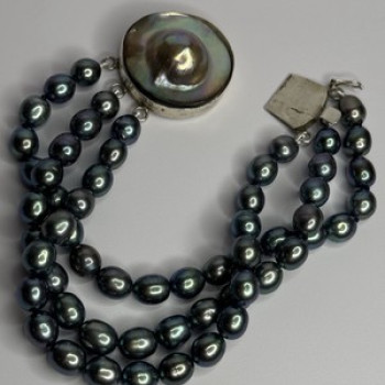 925 Sterling Silver Unique Bracelet Freshwater Pearls Lenght 8 Inch