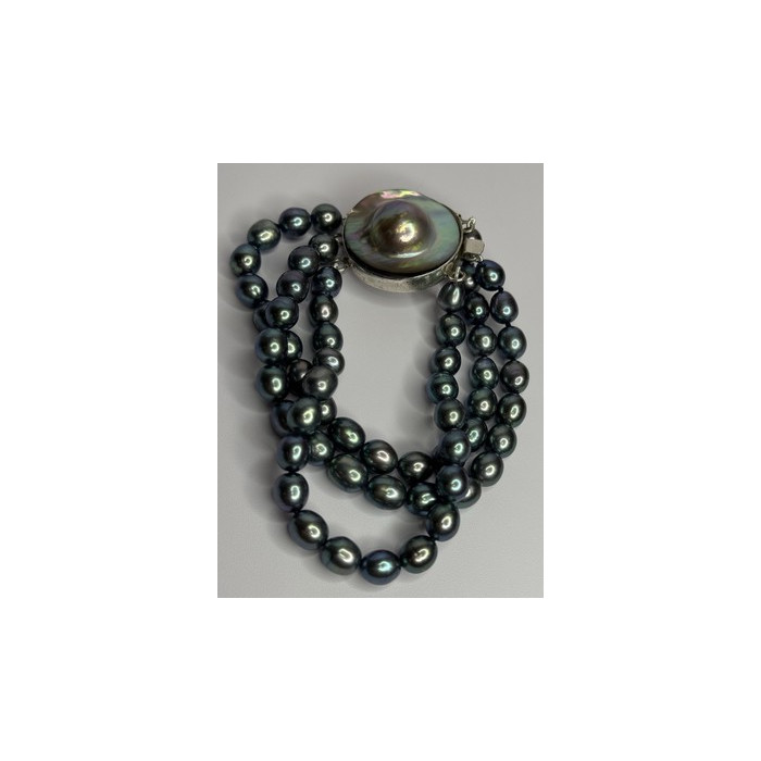 925 Sterling Silver Unique Bracelet Freshwater Pearls Lenght 8 Inch