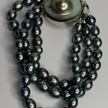 925 Sterling Silver Unique Bracelet Freshwater Pearls Lenght 8 Inch