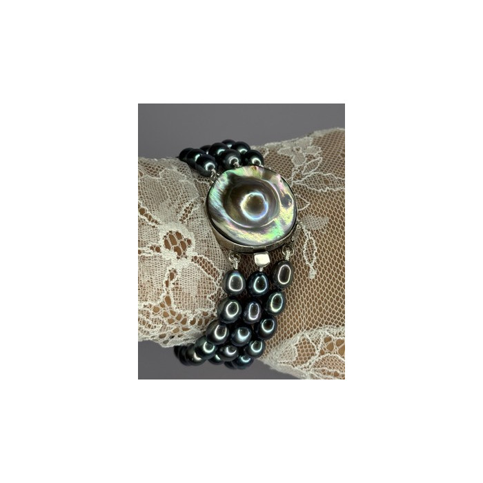 925 Sterling Silver Unique Bracelet Freshwater Pearls Lenght 8 Inch