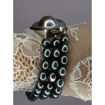 925 Sterling Silver Unique Bracelet Freshwater Pearls Lenght 8 Inch