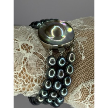 925 Sterling Silver Unique Bracelet Freshwater Pearls Lenght 8 Inch