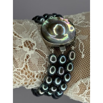 925 Sterling Silver Unique Bracelet Freshwater Pearls Lenght 8 Inch