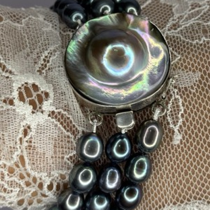 925 Sterling Silver Unique Bracelet Freshwater Pearls Lenght 8 Inch