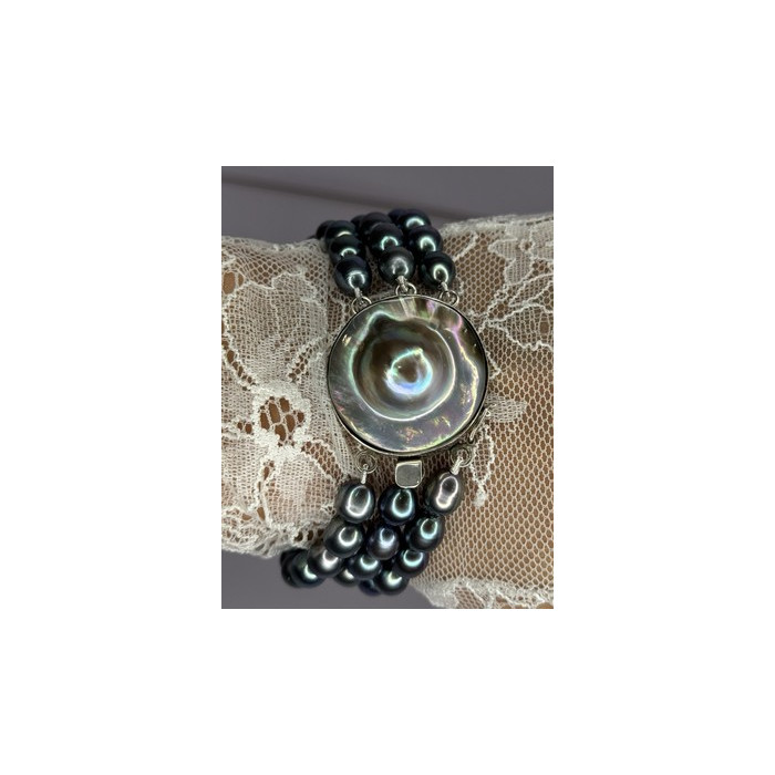 925 Sterling Silver Unique Bracelet Freshwater Pearls Lenght 8 Inch