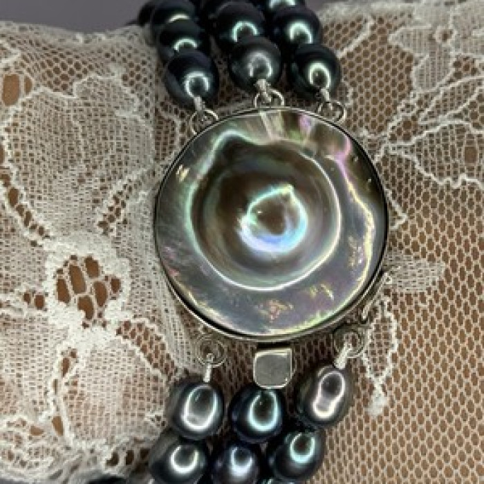 925 Sterling Silver Unique Bracelet Freshwater Pearls Lenght 8 Inch