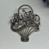 925 Sterling Silver CZ & Marcasites Flowers Brooch