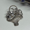 925 Sterling Silver CZ & Marcasites Flowers Brooch