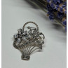 925 Sterling Silver CZ & Marcasites Flowers Brooch
