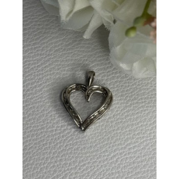 925 Sterling Silver White Topaz Heart Pendant Length 0.80 Inch