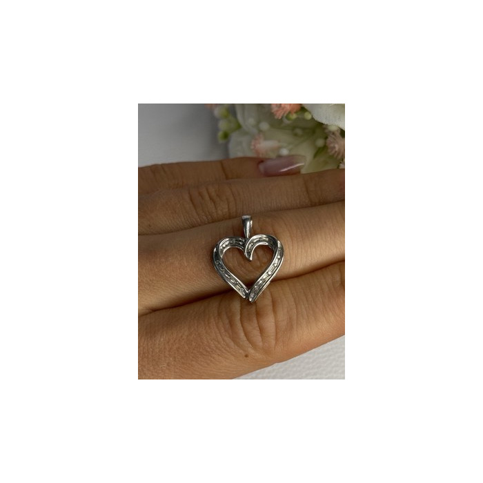 925 Sterling Silver White Topaz Heart Pendant Length 0.80 Inch