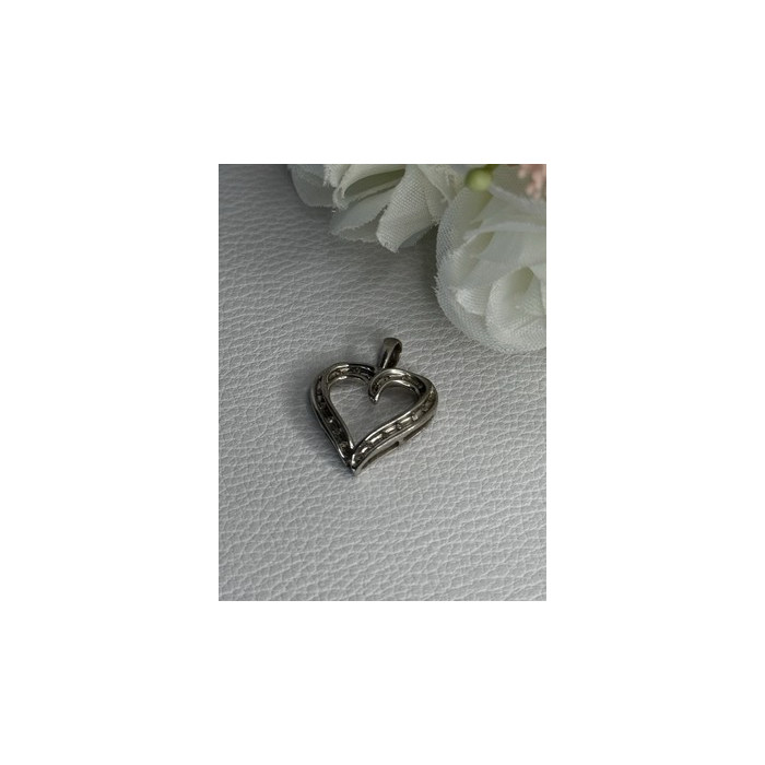 925 Sterling Silver White Topaz Heart Pendant Length 0.80 Inch