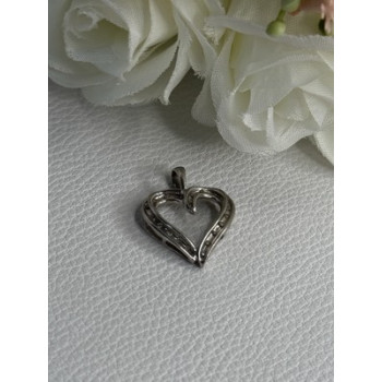 925 Sterling Silver White Topaz Heart Pendant Length 0.80 Inch