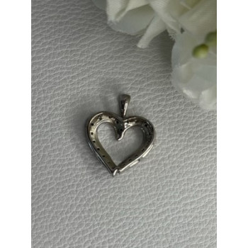 925 Sterling Silver White Topaz Heart Pendant Length 0.80 Inch