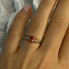 10k Yellow Gold Orange Tourmaline & Diamonds Ring Size 7