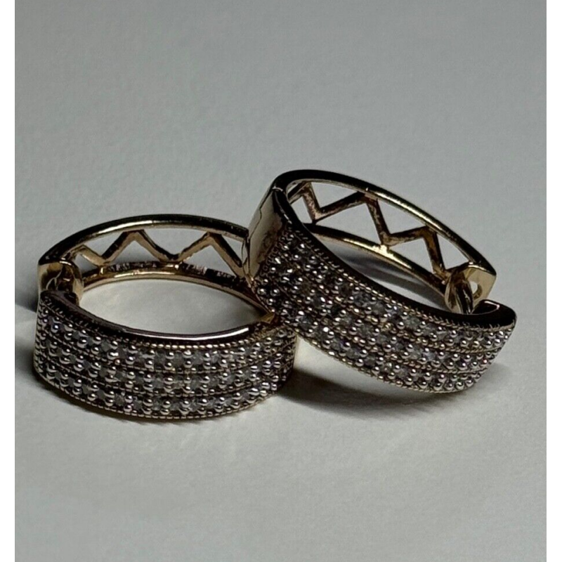 10K Yellow Gold Diamonds 0.9 Carat Earrings Length 18 mm