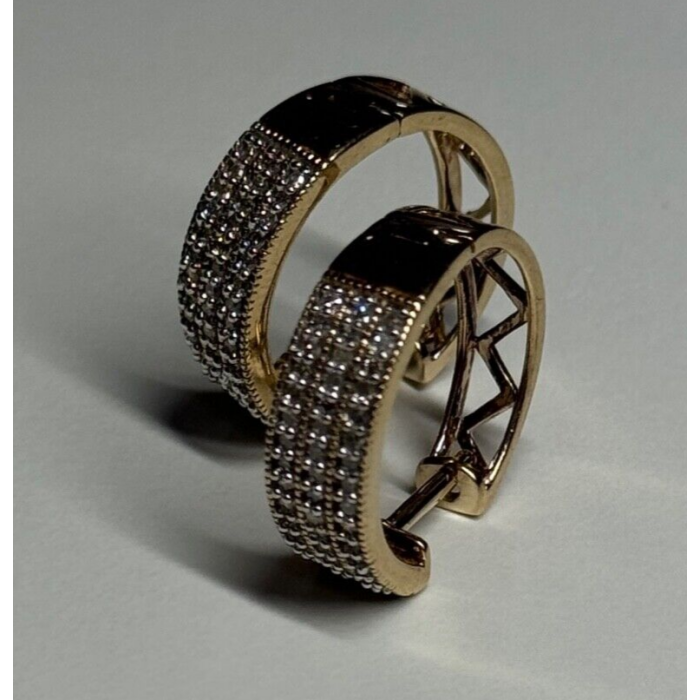 10K Yellow Gold Diamonds 0.9 Carat Earrings Length 18 mm