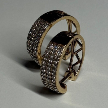 10K Yellow Gold Diamonds 0.9 Carat Earrings Length 18 mm