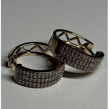 10K Yellow Gold Diamonds 0.9 Carat Earrings Length 18 mm