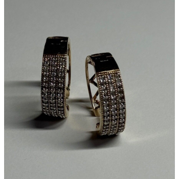10K Yellow Gold Diamonds 0.9 Carat Earrings Length 18 mm