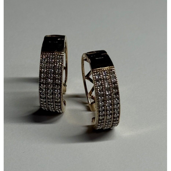 10K Yellow Gold Diamonds 0.9 Carat Earrings Length 18 mm