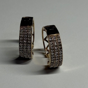 10K Yellow Gold Diamonds 0.9 Carat Earrings Length 18 mm