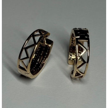 10K Yellow Gold Diamonds 0.9 Carat Earrings Length 18 mm