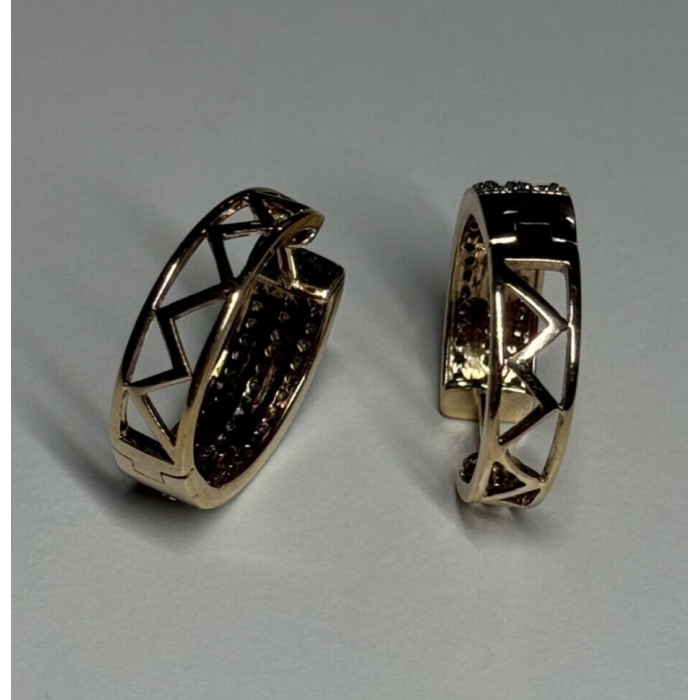 10K Yellow Gold Diamonds 0.9 Carat Earrings Length 18 mm